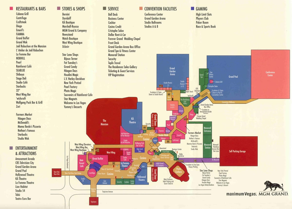 карта на MGM grand Лас Вегас